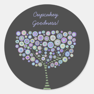 Adesivo Redondo Cupcake Toppers Blue Cirtro Tree Stickers