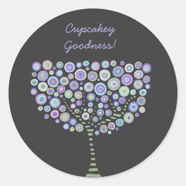 Adesivo Redondo Cupcake Toppers Blue Cirtro Tree Stickers (Frente)