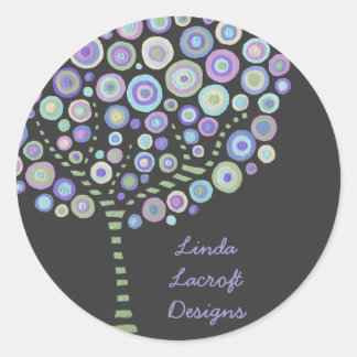Adesivo Redondo Cupcake Toppers Blue Cirtro Tree Stickers