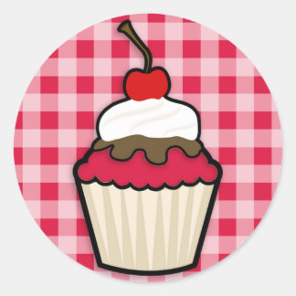 Adesivo Redondo Cupcake Vermelho Crimson
