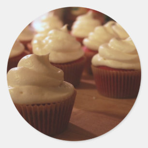 Adesivo Redondo Cupcake vermelho Notecard de veludo
