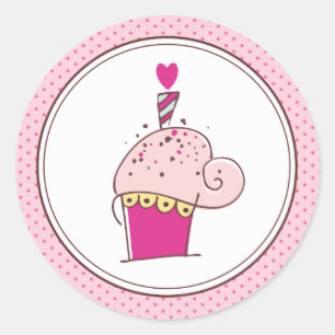 Adesivo Redondo Cupcakes