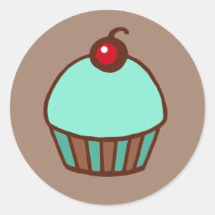 Adesivo Redondo Cupcakes