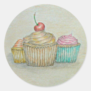 Adesivo Redondo cupcakes