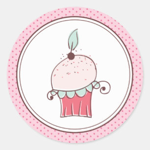Adesivo Redondo Cupcakes