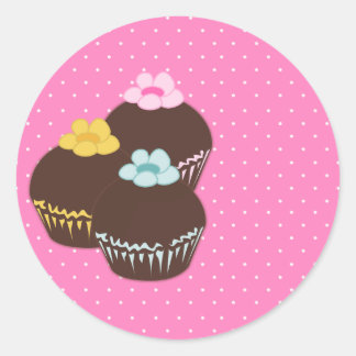 Adesivo Redondo Cupcakes