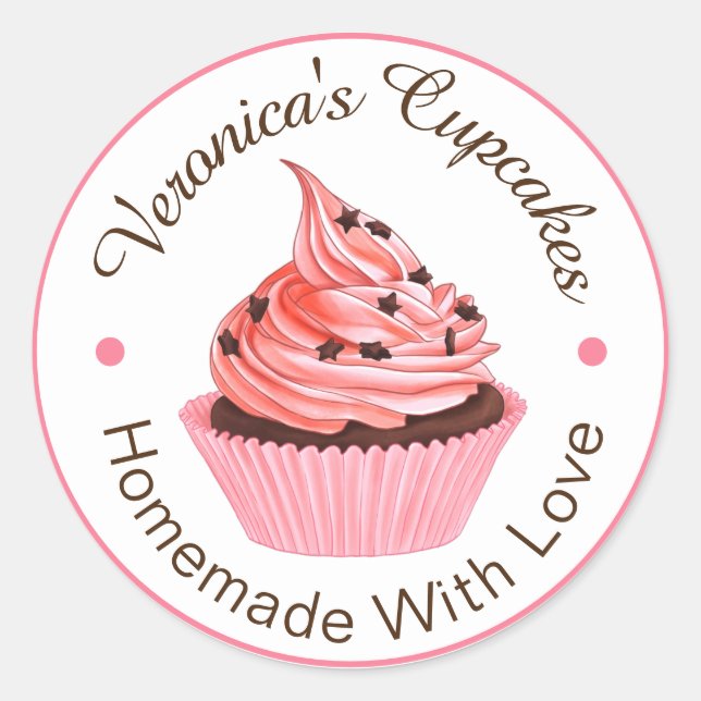 Adesivo Redondo Cupcakes casados com Rosas claro de amor