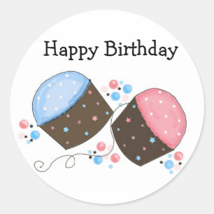 Adesivo Redondo Cupcakes com Glacê para o seu Aniversário