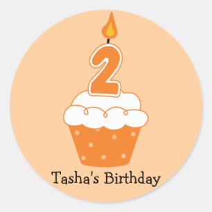 Adesivo Redondo Cupcakes de aniversário personalizados