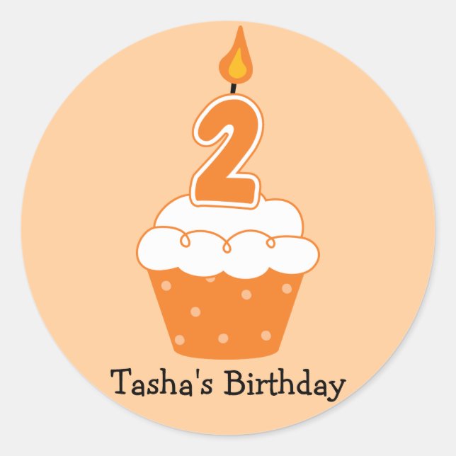 Adesivo Redondo Cupcakes de aniversário personalizados (Frente)