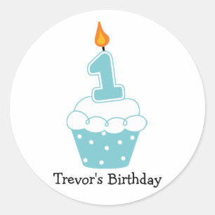 Adesivo Redondo Cupcakes de aniversário personalizados