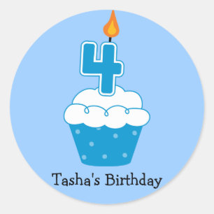 Adesivo Redondo Cupcakes de aniversário personalizados