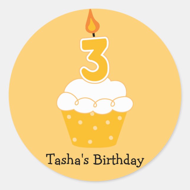 Adesivo Redondo Cupcakes de aniversário personalizados (Frente)