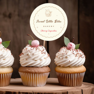 Adesivo Redondo Cupcakes de cerejeira de picadas doces