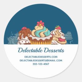Adesivo Redondo Cupcakes De Estilo Retroativo Doce Empresa De Sobr