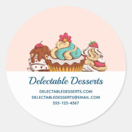 Adesivo Redondo Cupcakes De Estilo Retroativo Doce Empresa De Sobr