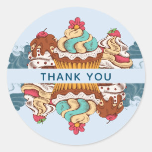 Adesivo Redondo Cupcakes de estilo retrorreflectores deserto