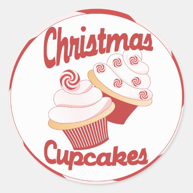 Adesivo Redondo Cupcakes de Natal (Frente)