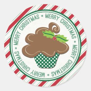 Adesivo Redondo Cupcakes de Natal Feliz