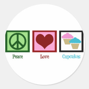 Adesivo Redondo Cupcakes de Paz e Amor