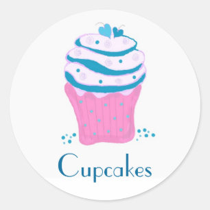 Adesivo Redondo Cupcakes de Redemoinho Rosa e Azul