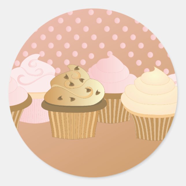 Adesivo Redondo Cupcakes do Designer (Frente)