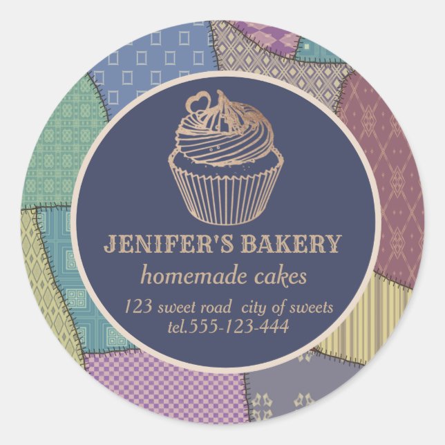 Adesivo Redondo Cupcakes e doces caseiros (Frente)