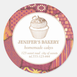 Adesivo Redondo Cupcakes e doces caseiros