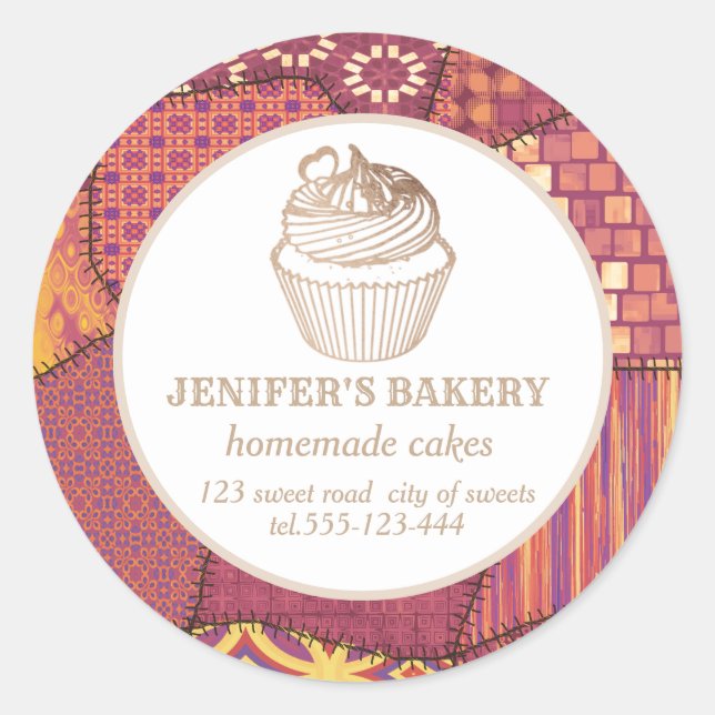 Adesivo Redondo Cupcakes e doces caseiros (Frente)