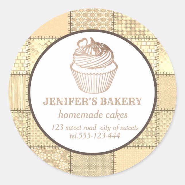 Adesivo Redondo Cupcakes e doces caseiros (Frente)