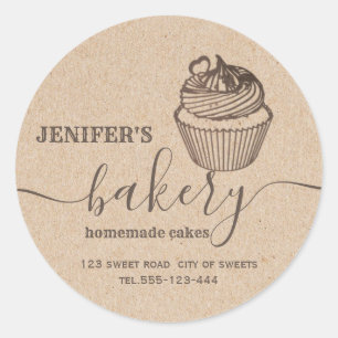 Adesivo Redondo cupcakes e doces clássicos da padaria Kraft