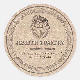 Adesivo Redondo cupcakes e doces clássicos da padaria Kraft
