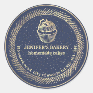 Adesivo Redondo cupcakes e embalagens Douradas caseiras
