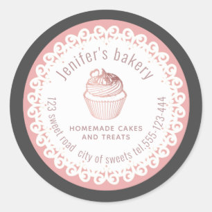 Adesivo Redondo Cupcakes e guloseimas de rosa de ouro