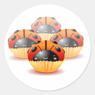 Adesivo Redondo Cupcakes Ladybug Sticker