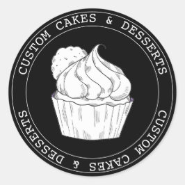Adesivo Redondo Cupcakes negros modernos personalizados para peque