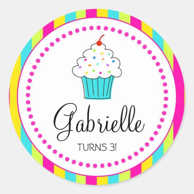 Adesivo Redondo Cupcakes, para cima de cupcakes DYI (Frente)