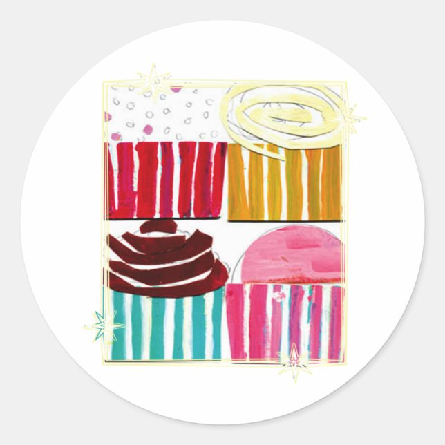 Adesivo Redondo Cupcakes pop (Frente)