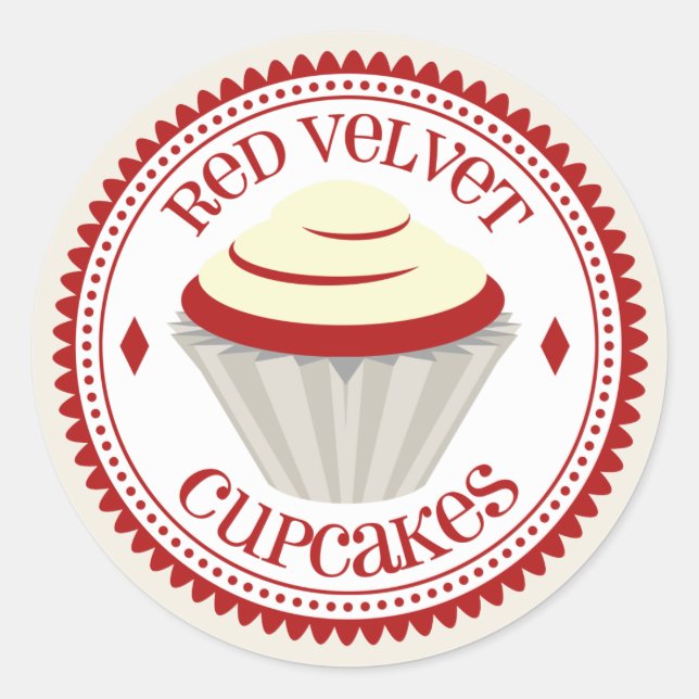 Adesivo Redondo Cupcakes Red Velvet Sticker (Frente)
