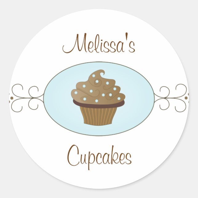 Adesivo Redondo Cupcakes Ricos azuis (Frente)