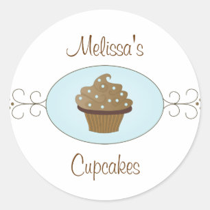 Adesivo Redondo Cupcakes Ricos azuis