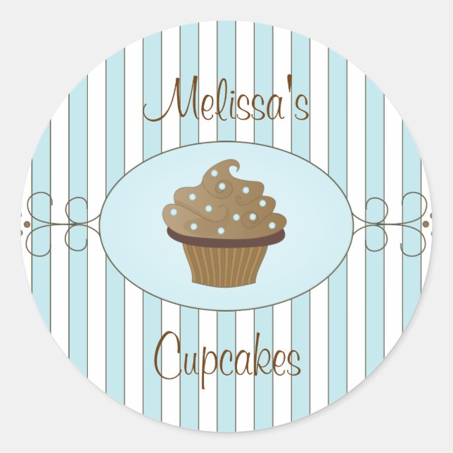 Adesivo Redondo Cupcakes Ricos azuis (Frente)