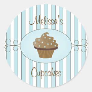 Adesivo Redondo Cupcakes Ricos azuis