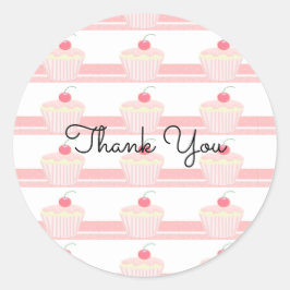 Adesivo Redondo Cupcakes Rosa Glacê Gratidão