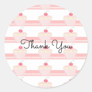 Adesivo Redondo Cupcakes Rosa Glacê Gratidão