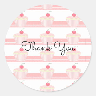 Adesivo Redondo Cupcakes Rosa Glacê Gratidão