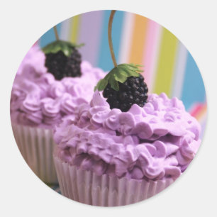 Adesivo Redondo Cupcakes roxos
