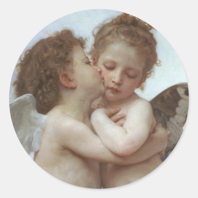 Adesivo Redondo Cupid and Psyche as children - William Bouguereau (Frente)