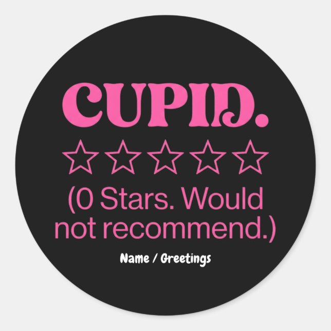 Adesivo Redondo Cupid Review 0 Stars Would Not Recommend Funny  (Frente)