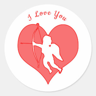 Adesivo Redondo Cupido Amor Dia dos Namorados